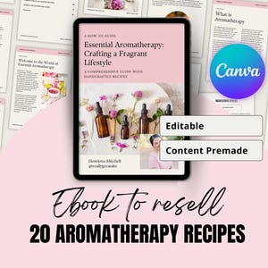 E-book de receitas de aromaterapia MRR 20, guia mestre de direitos de revenda, e-book de treinador de bem-estar, diretrizes de óleos essenciais, planejador de aromaterapia