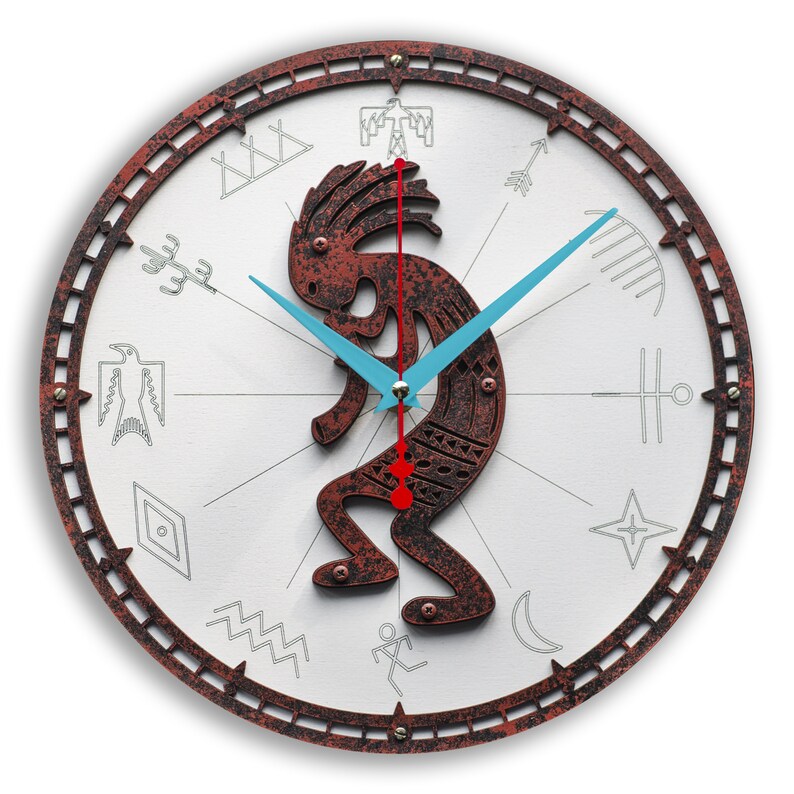 Kokopelli Rusty Metal wooden Wall Clock large native american Etsy
