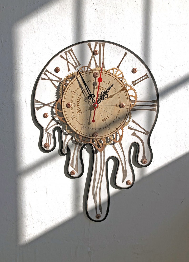 Automaton 1456 Melting Wall Clock Large Unique Salvador Dali Etsy
