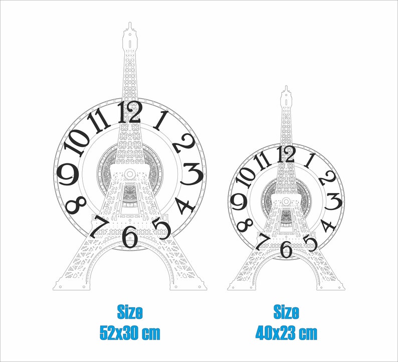 Eiffel Tower Large Wooden Wall Clock Detailed Model French Etsy