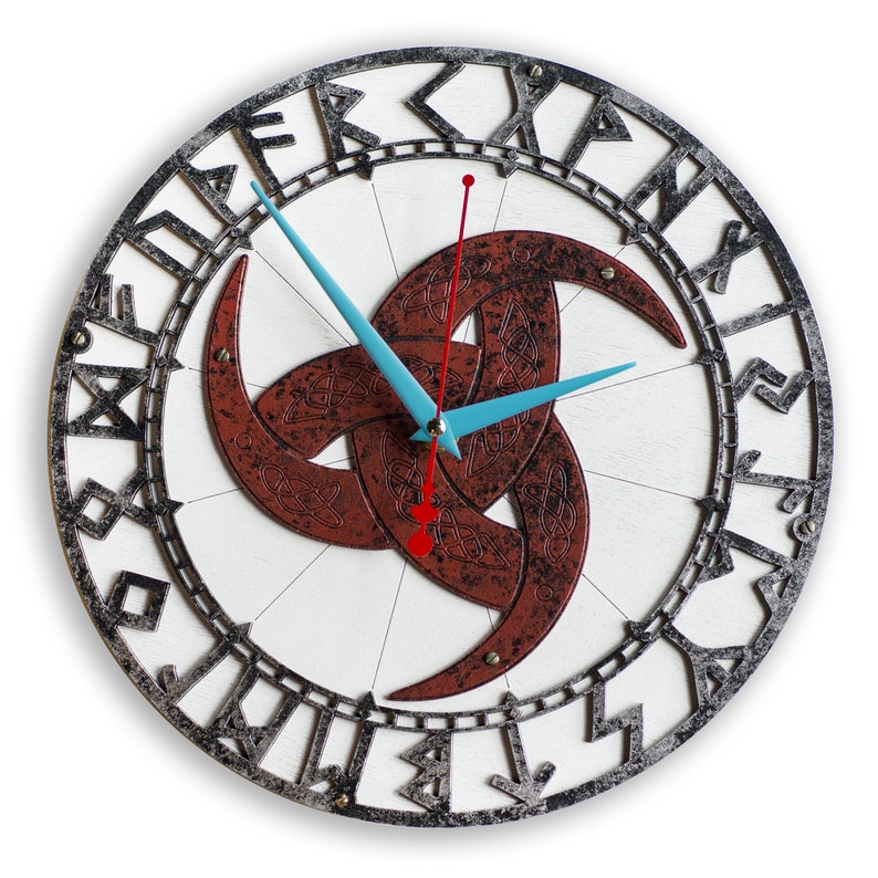 Odin's Horn Rusty Metal wooden wall clock Viking rune Etsy