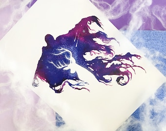 Dementor Inspired 'Patronus' Watercolour Print // Digital Art, home decor, watercolour, painting, glitter, movies, wizard, potter, spells