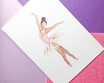 Ballerina Inspired 'Nutcracker' Watercolour Print // Digital Art, home decor, watercolor, painting, glitter, dancer, ballet, swan lake, tutu