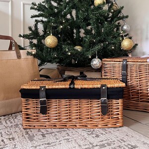Personalised Gift Hamper - Natural Christmas Decorations - North Pole Christmas Eve Basket Crate - Gift for Couples First Christmas Keepsake