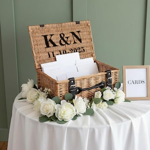 Personalised Wedding Hamper for Newlyweds | Rustic Mr & Mrs Gift, Card Box, Flip Flop, Blanket Basket