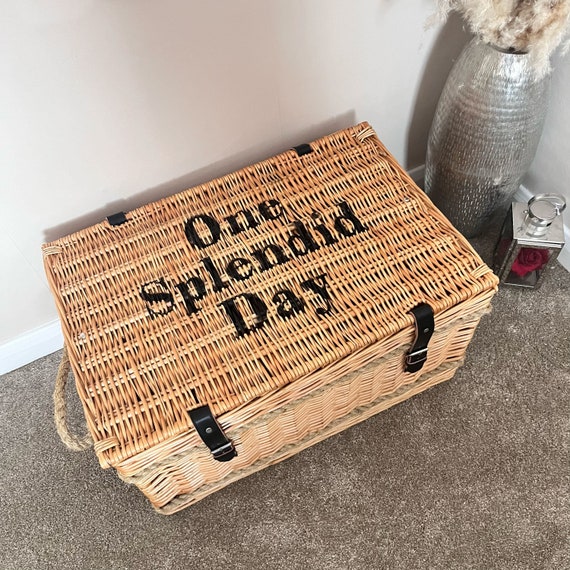Large Wicker Storage Basket Trunk Hamper With Lid - Personalised