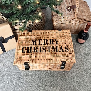 Merry Christmas Family Gift Hamper Wicker Basket