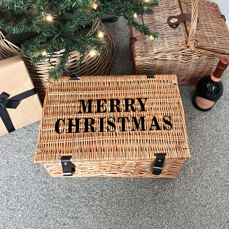 Merry Christmas Family Gift Hamper Wicker Basket