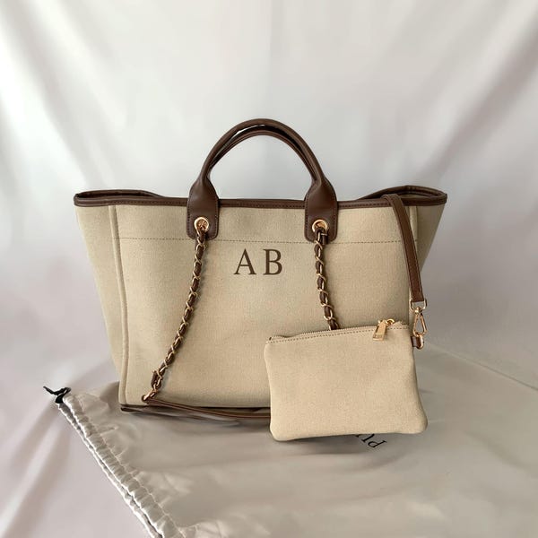 Personalisierte Tragetasche Handtasche mit Initialen - Luxus Weihnachtsgeschenk für Sie, Mutter, Schwester, Freundin