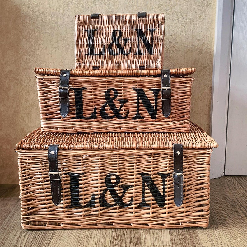 Home storage hamper baskets with personalisation