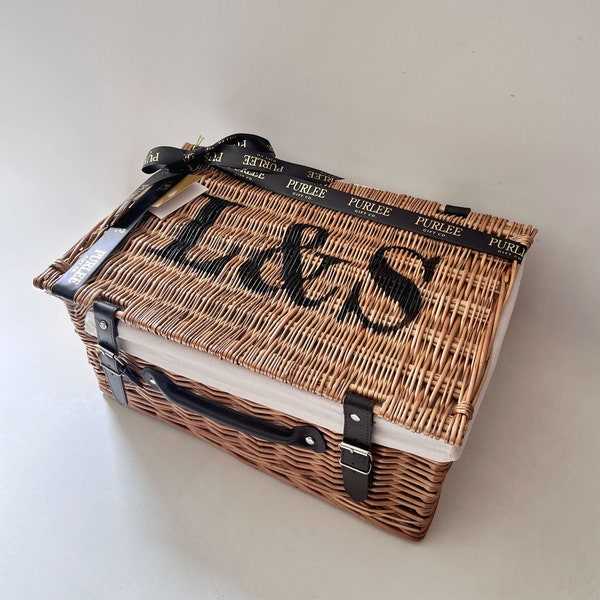 Coffret cadeau personnalisé, panier pique-nique pour deux, décoration de boîte pour cartes de mariage, cadeau pour une nouvelle maison, cadeaux d'anniversaire de couple, panier d'anniversaire