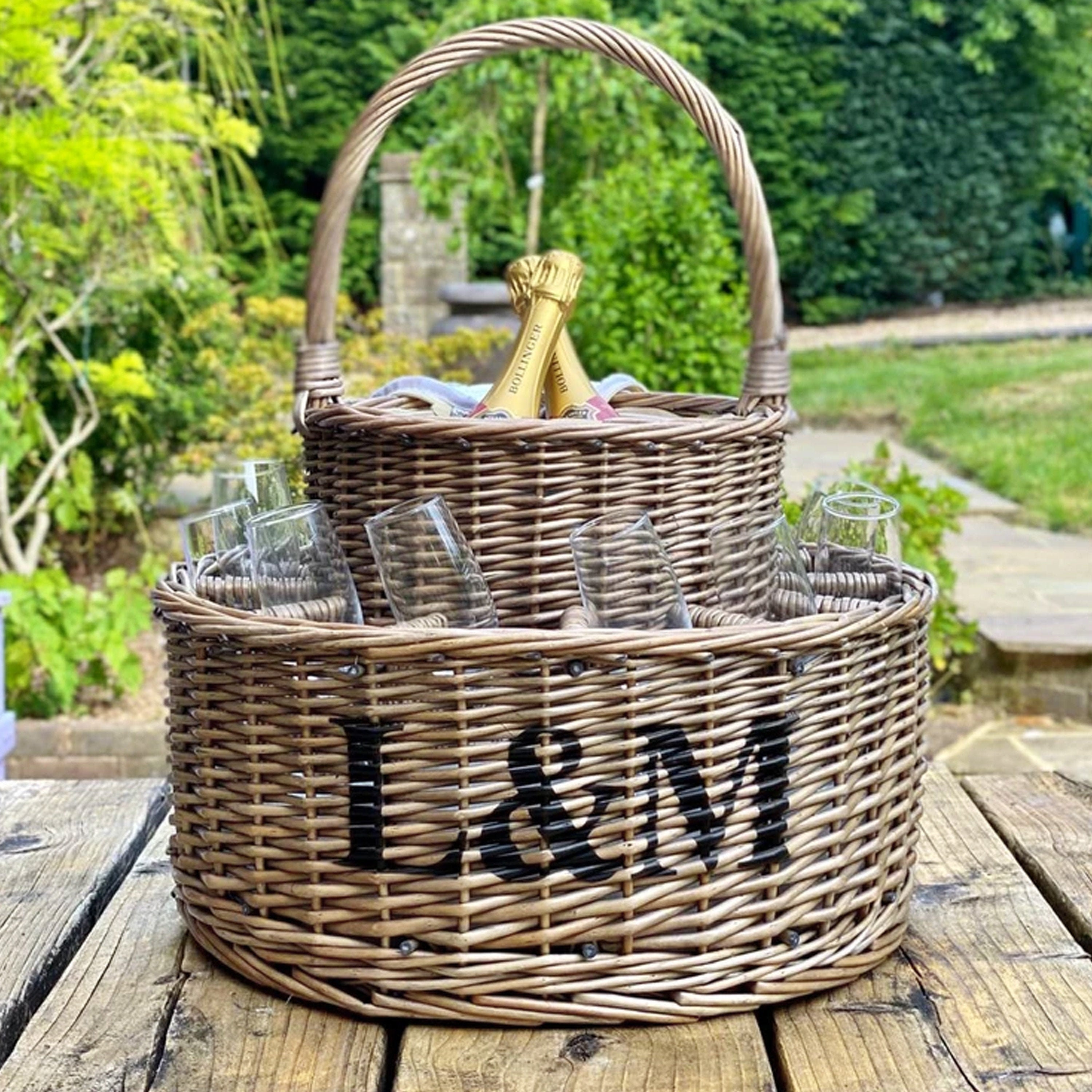 Personalised Gift Wine Cooler Basket Wicker Picnic Hamper for Etsy