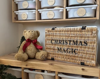 Gepersonaliseerde kerstmand cadeau voor kinderen - kerstavonddoos - natuurlijke kerstaandenkendecoratie