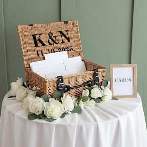 Personalised Wedding Hamper | Newlyweds Mr & Mrs Gift, Card Box, Flip Flop, Blanket Basket