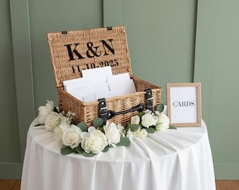 Personalised Wedding Hamper | Newlyweds Mr & Mrs Gift, Card Box, Flip Flop, Blanket Basket