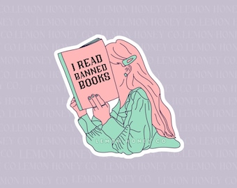Leo libros prohibidos / Calcomanía de libros / Calcomanía mate linda para amantes de la lectura / Booktok Bookstagram Booktube