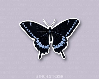 Dark Butterfly |  3-inch Vinyl Sticker | Edgy emo witchy crescent celestial butterfly waterproof sticker
