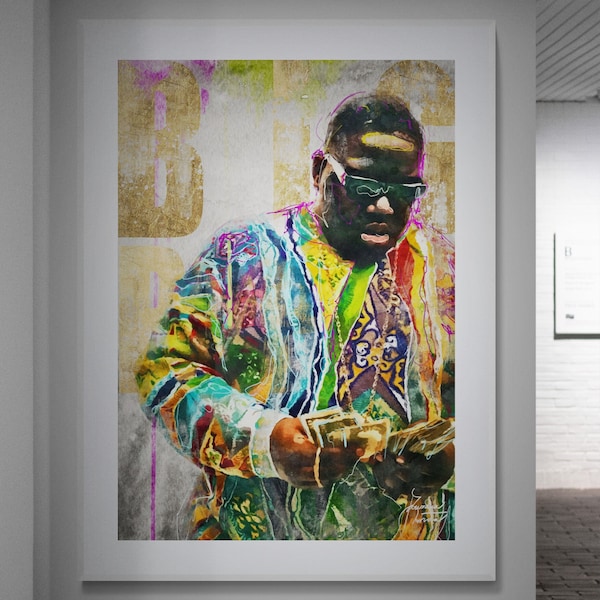 Pop art & Graffity Kunstdruck auf Leinwand - Rapper Notorious B.I.G. Biggie, Wand Kunst Dekor, - Straßenreime