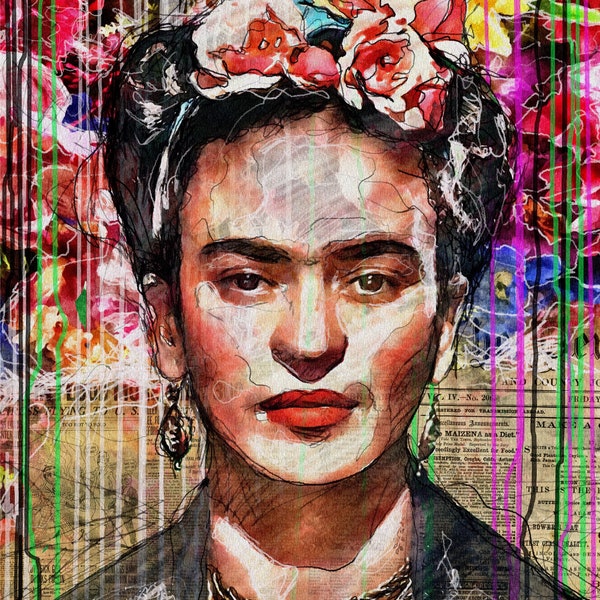 Fine Contemporary Graffiti & Pop Art Portrait – Frida Kahlo, Canvas / Paper, Wall art decor, Street art