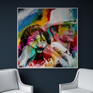 Fine Contemporary Graffiti & Pop Art Portrait - Bud Spencer e Terence Hill, Cowboy, Tela / Carta, Decorazioni artistiche murali, Street art