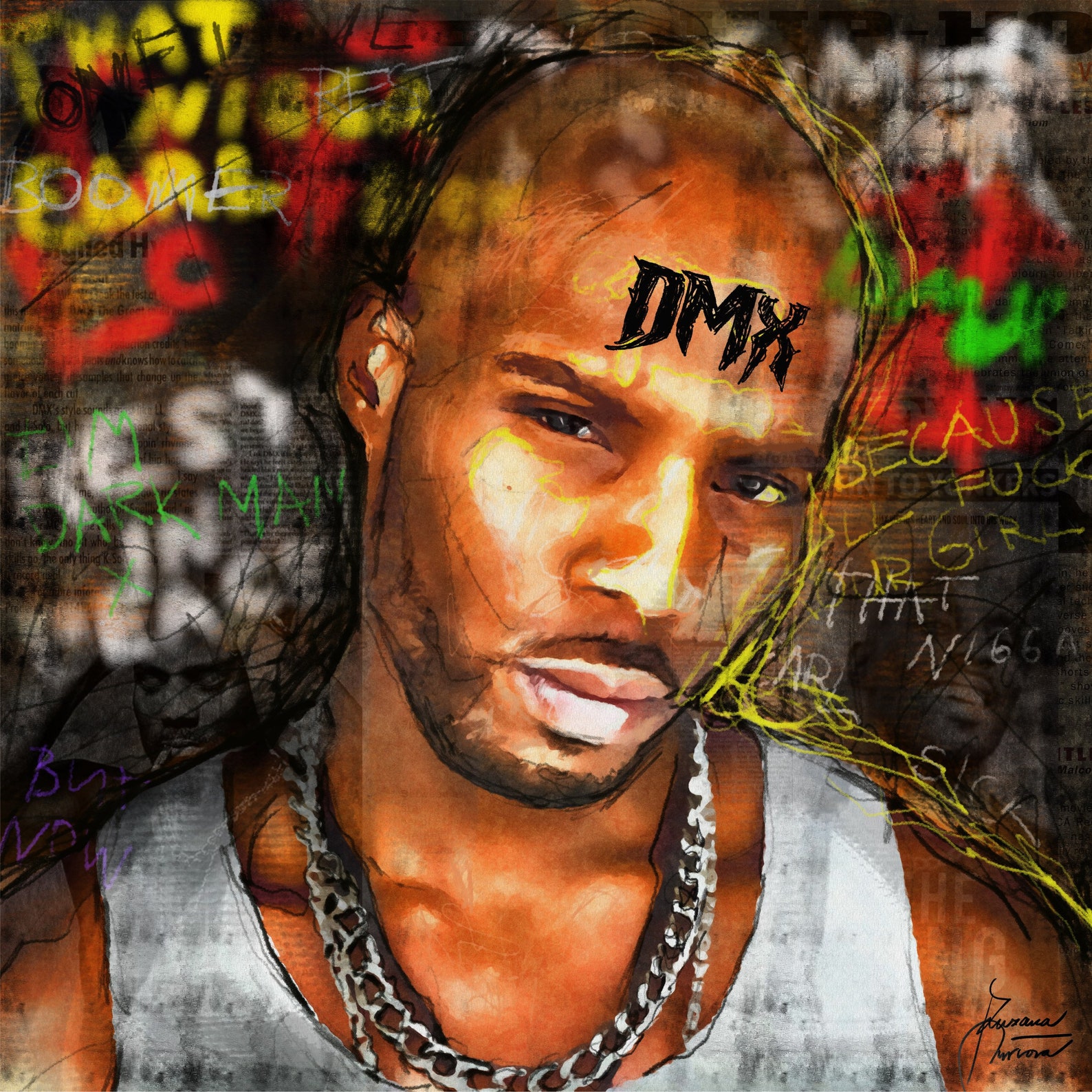Fine Contemporary Graffiti & Pop Art Rapper Portrait – DMX , D.M.X ...