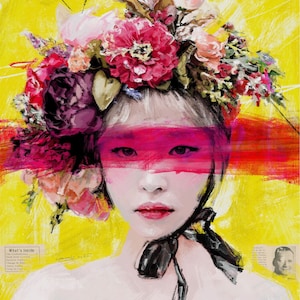 Limited edition NFT Token – Portrait with flowers – Minted - collectible – Pop art & Graffity - ETH Bitcoin blockchain version