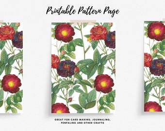 Tropical Floral Printable A4 Pattern Sheet, Original Stationery Paper, Digital Pattern Paper, Decorative Paper, Instant Download