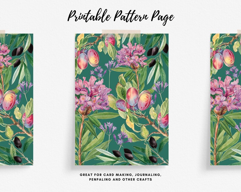 Tropical Flower Pattern Printable Tropical Floral Printable A4 Pattern Sheet, Scrapbook Botanical Paper ...