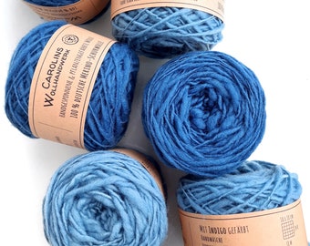 Handspun with indigo dyed German merino virgin wool, hand dyed, 50g