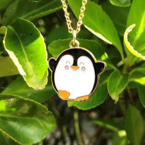 Penguin Necklace, Penguin Pendant Necklace, Penguin Pendant, Enamel Penguin Necklace, Penguin, Christmas, Gifts, Animal