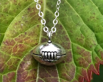 Rugby Necklace, Silver Rugby Necklace, Rugby supporter gift, Sport Necklace, Sports Jewellery, American football, Superbowl
