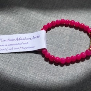 Fuschsia Mashan Jade Bracelet, Fuschsia Mashan Jade Gemstone flexible Bracelet, Gemstone Bracelet, Jade stone, Bracelet, Jade, Pink