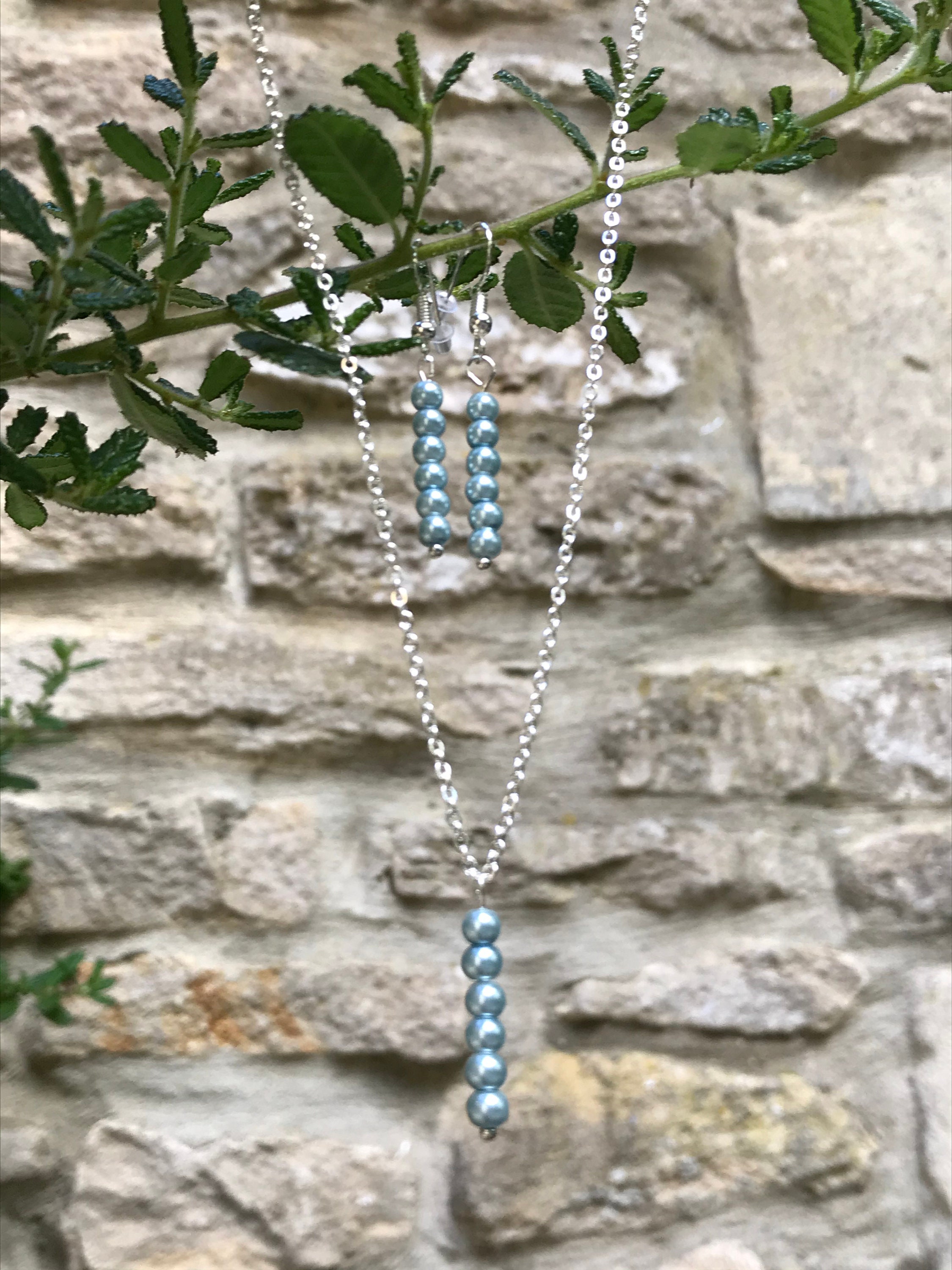 Bead Necklace Bead Drop Necklace Glass Pearl Beaded Etsy UK