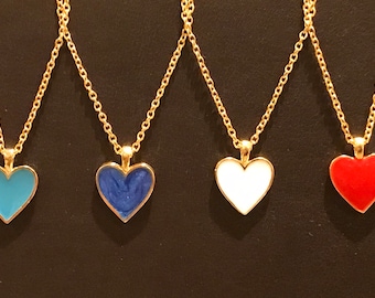Colored Enamel Heart Chain Necklace in Gold
