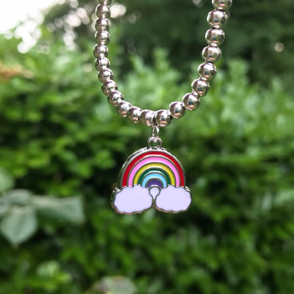 Rainbow Heart Charm Bracelet Etsy