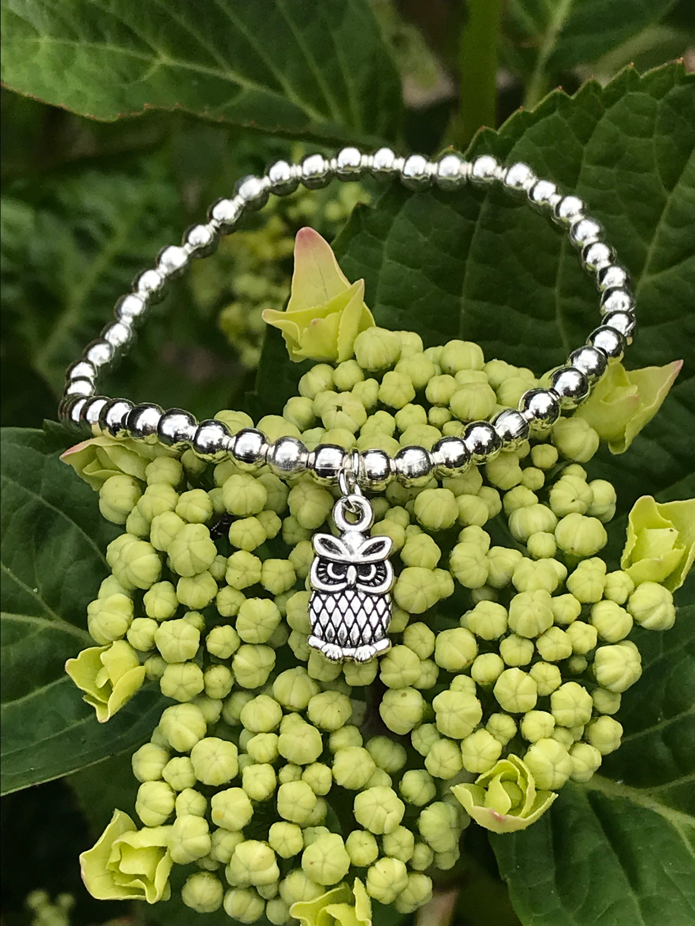 Owl Charm Bead Bracelet, Owl Bracelet, Bracelet, Bead Bracelet, Animal bracelet, Charm Necklaces