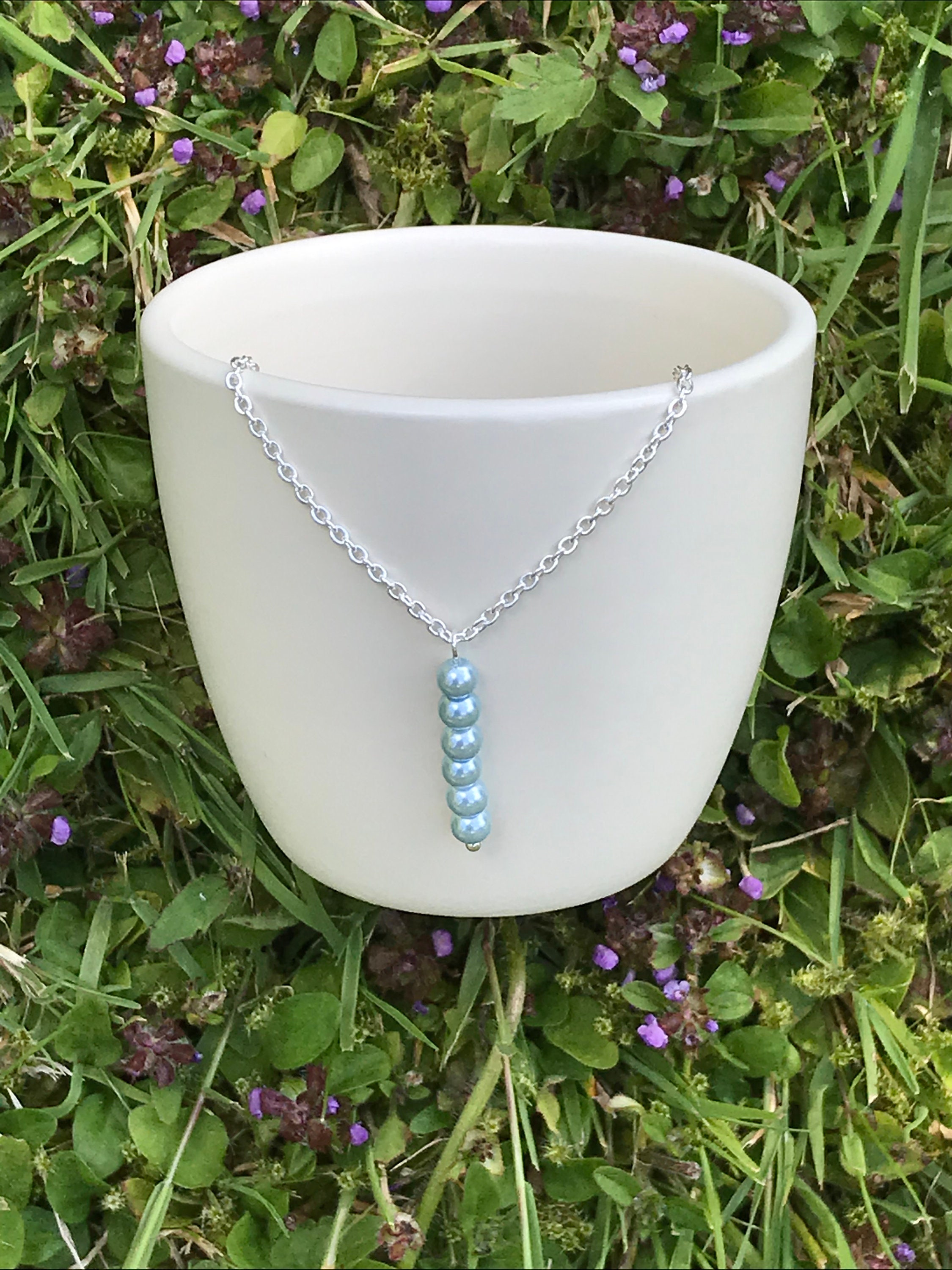 Bead Necklace Bead Drop Necklace Glass Pearl Beaded Etsy UK