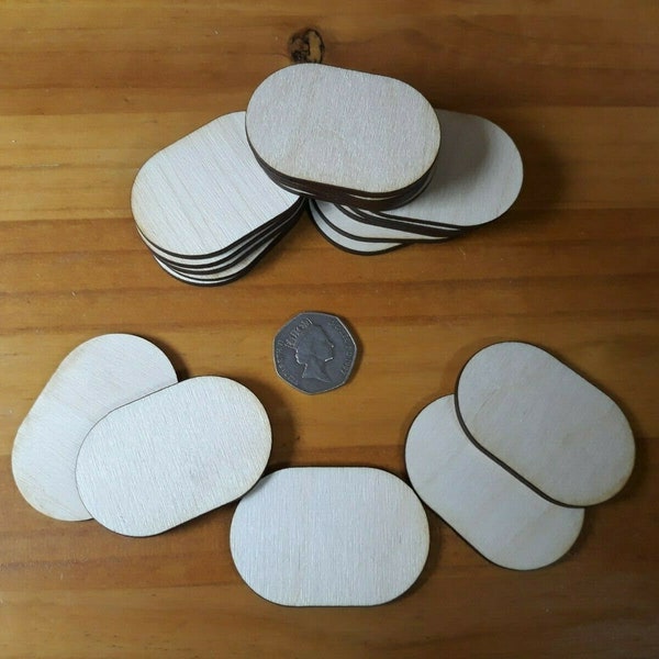 20x ply wood shapes 3mm blanks - rectangle rounded - 4 x 6cm (40 x 60mm)