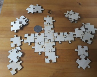 35x 40mm jigsaw puzzle pieces laser cut ply wooden craft blank embellishment