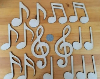 16x Large Music Notes Wooden Craft Shapes MDF Wood DIY Decoration Notes Plaque