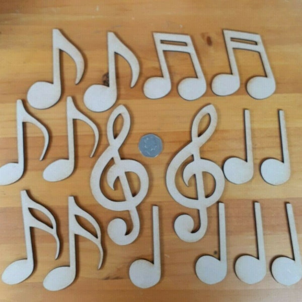 16x grandes notes de musique Formes artisanales en bois MDF Bois DIY Notes de décoration Plaque