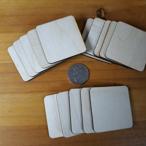50x square plywood blanks shapes 3mm - square shape tag - 5 x 5cm (50 x 50mm)