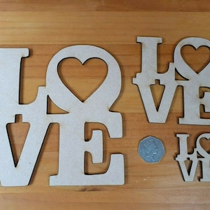 Love sign - craft wood blank  laser cut mdf various sizes decoration