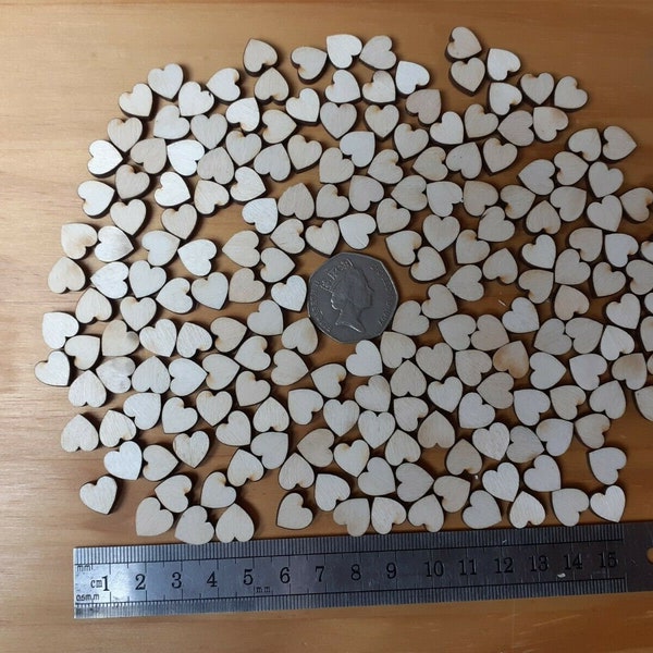 200x mini wooden heart shapes laser cut ply blank embellishments craft 10 x 10mm