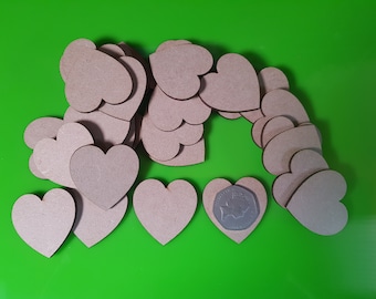 Wooden Heart shapes Laser Cut MDF. Blank Embellishments Craft 40mm x 40mm