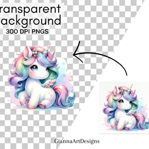Pastel Watercolor Unicorn Clipart - Adorable PNG Unicorns for Birthday ...