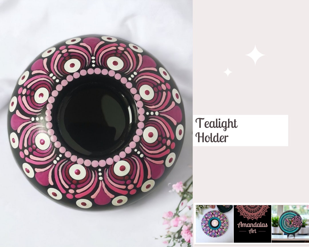 Mandala Tealight Candle Holder, Dot Mandala Art, Meditation Candle