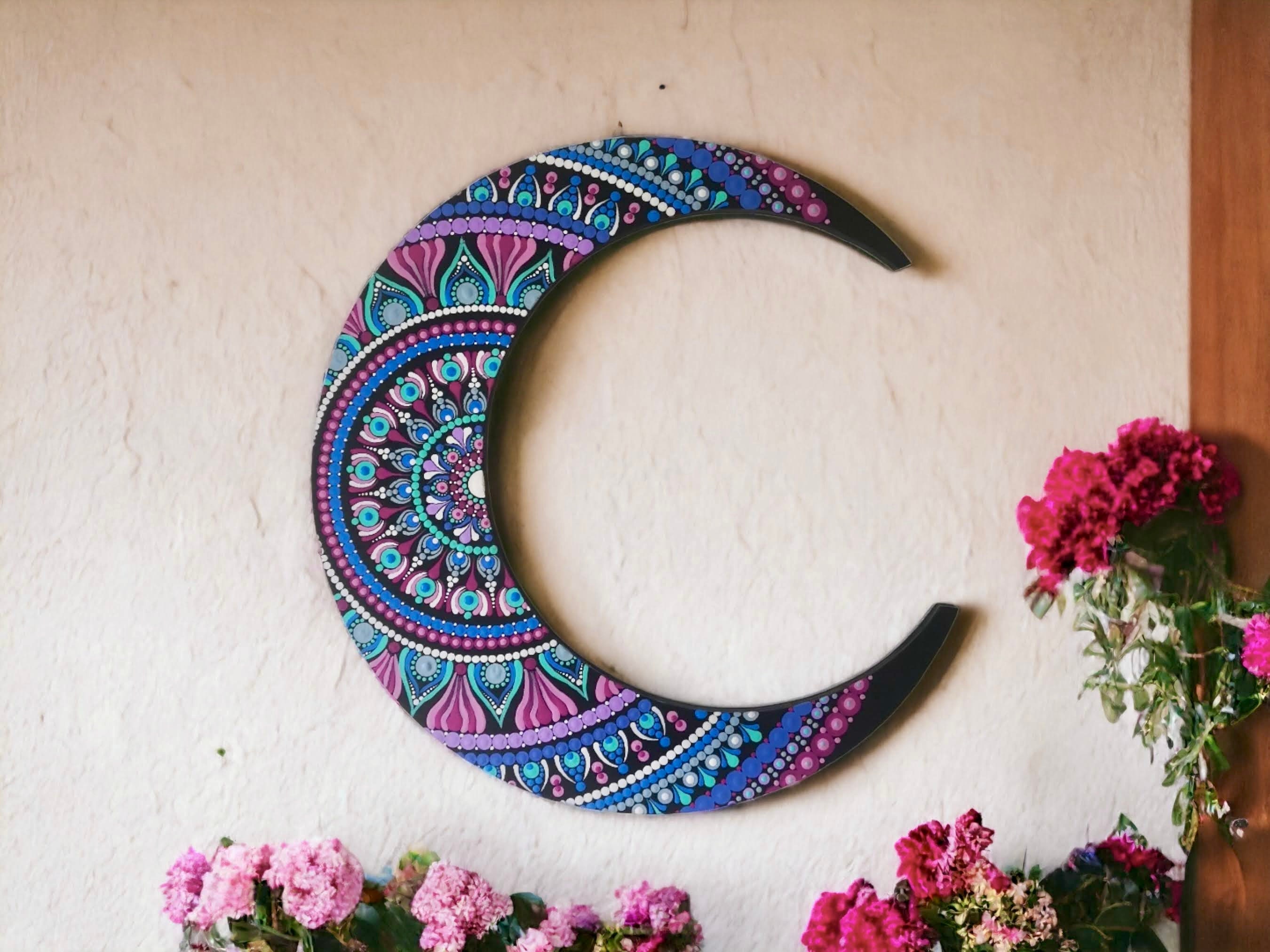 CRESCENT MOON MANDALA, Art Moon, Wall Art Moon, Mandala Moon CRESCENT MOON MANDALA, Art Moon, Wall Art Moon, Mandala Moon