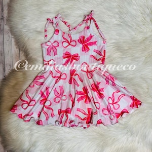 Coquette Pink Bows Brielle Romper|Leotard|Peplum|Oversized|Shorties|Halter
