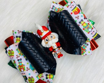 Ready to Ship Christmas Nutcracker Glitter Clay 5 Inch Hair Bow